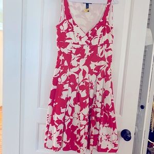 Deep pink and white floral Lauren Ralph Lauren dress